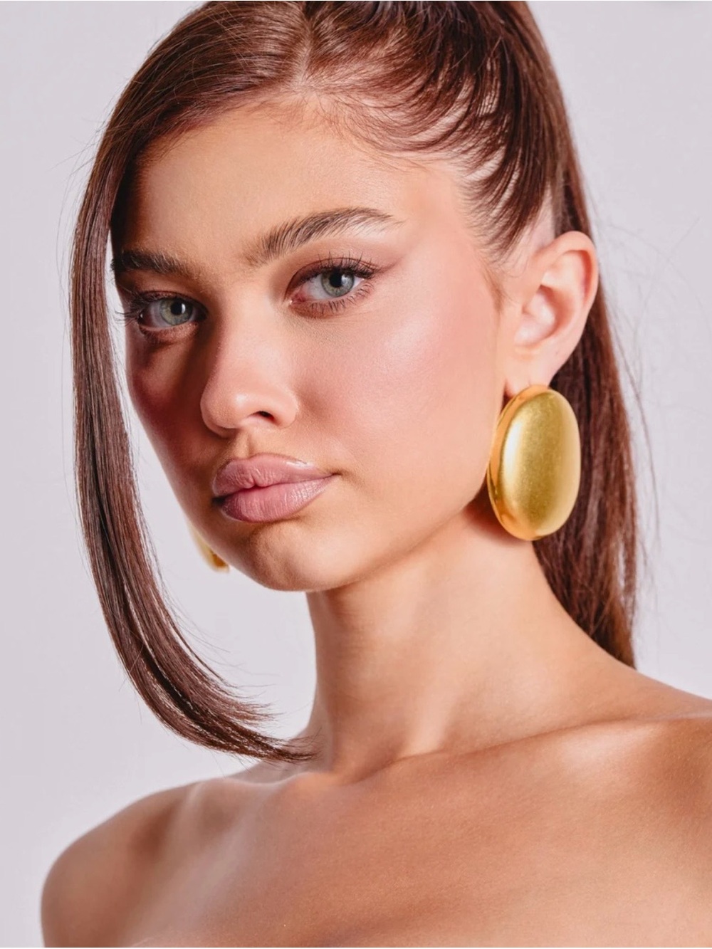 ✨Matte Gold Oval Statement Earrings - ✨